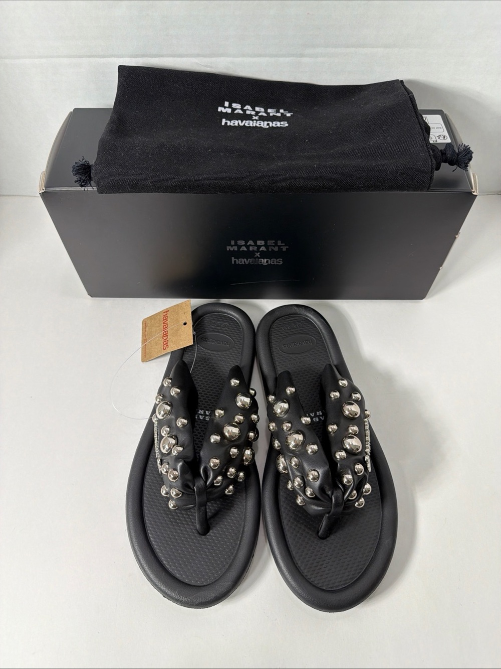Havaianas X ISABEL MARANT WOMEN’S BLACK STUDS SANDALS US 6 NEW SOLD OUT!